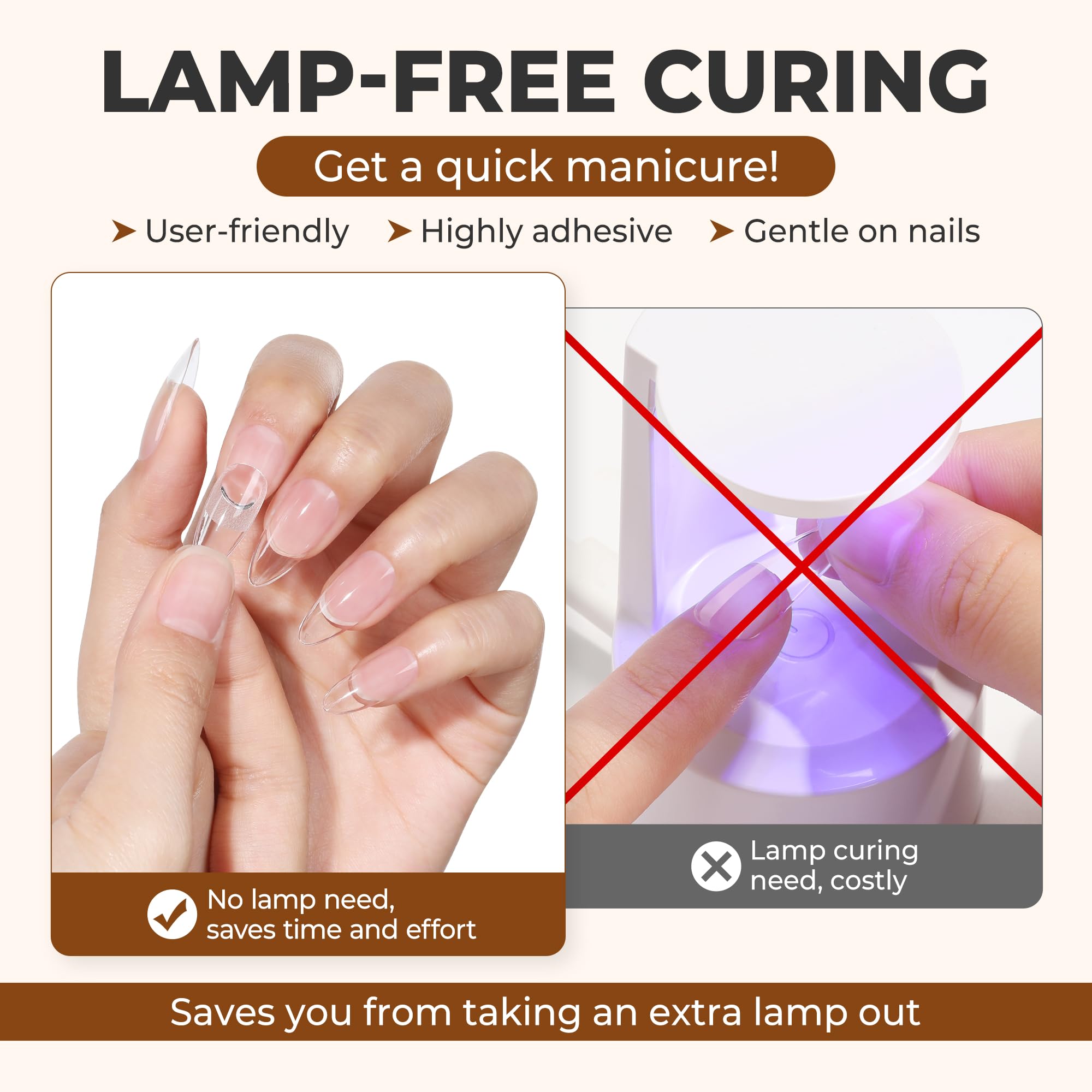 UNA GELLA squeeze-tube demonstrates precise, mess-free nail glue application