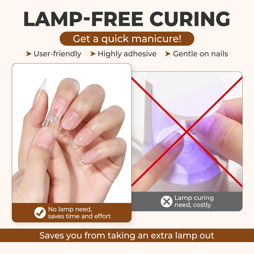 UNA GELLA squeeze-tube demonstrates precise, mess-free nail glue application