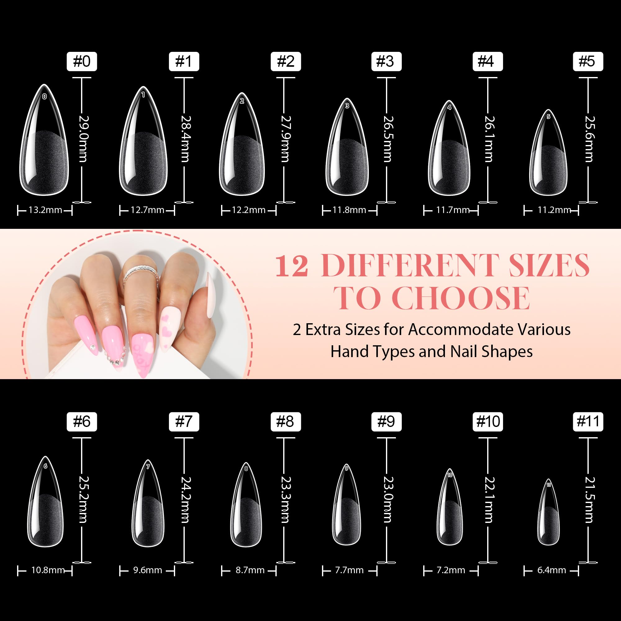 UNA GELLA Stiletto tips come in 12 sizes in a 312-piece set