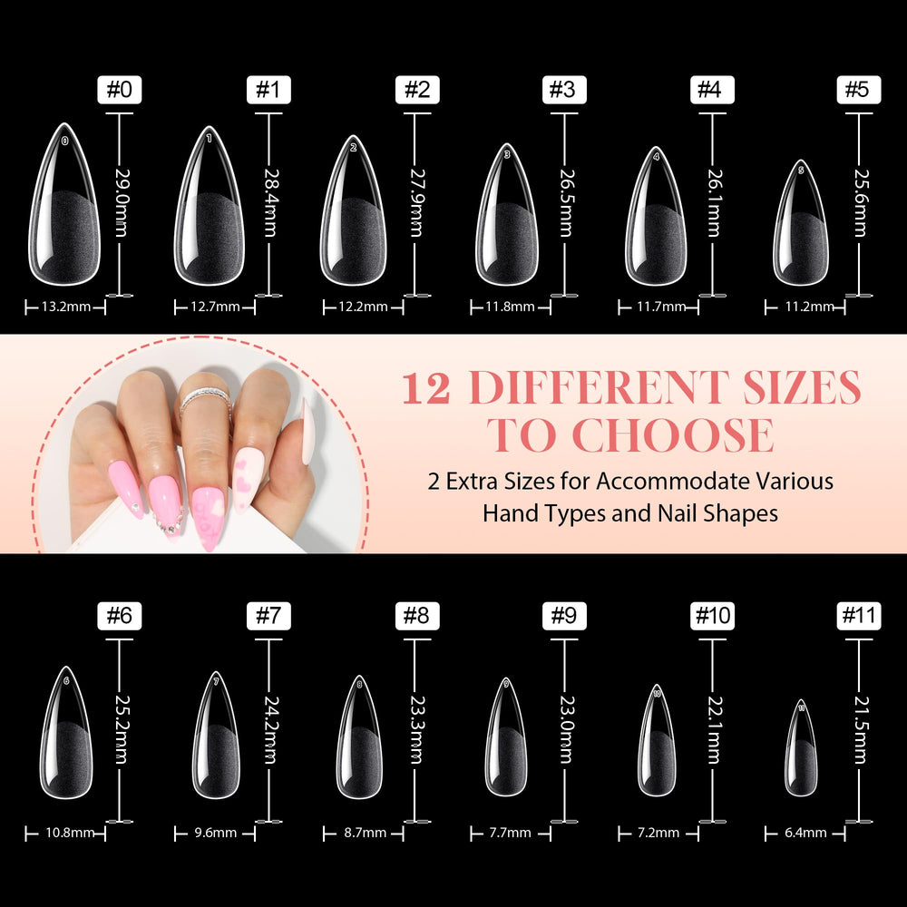 UNA GELLA Stiletto tips come in 12 sizes in a 312-piece set