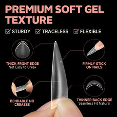 UNA GELLA Stiletto Nail Tips include 12 pre-numbered sizes for quick sizing