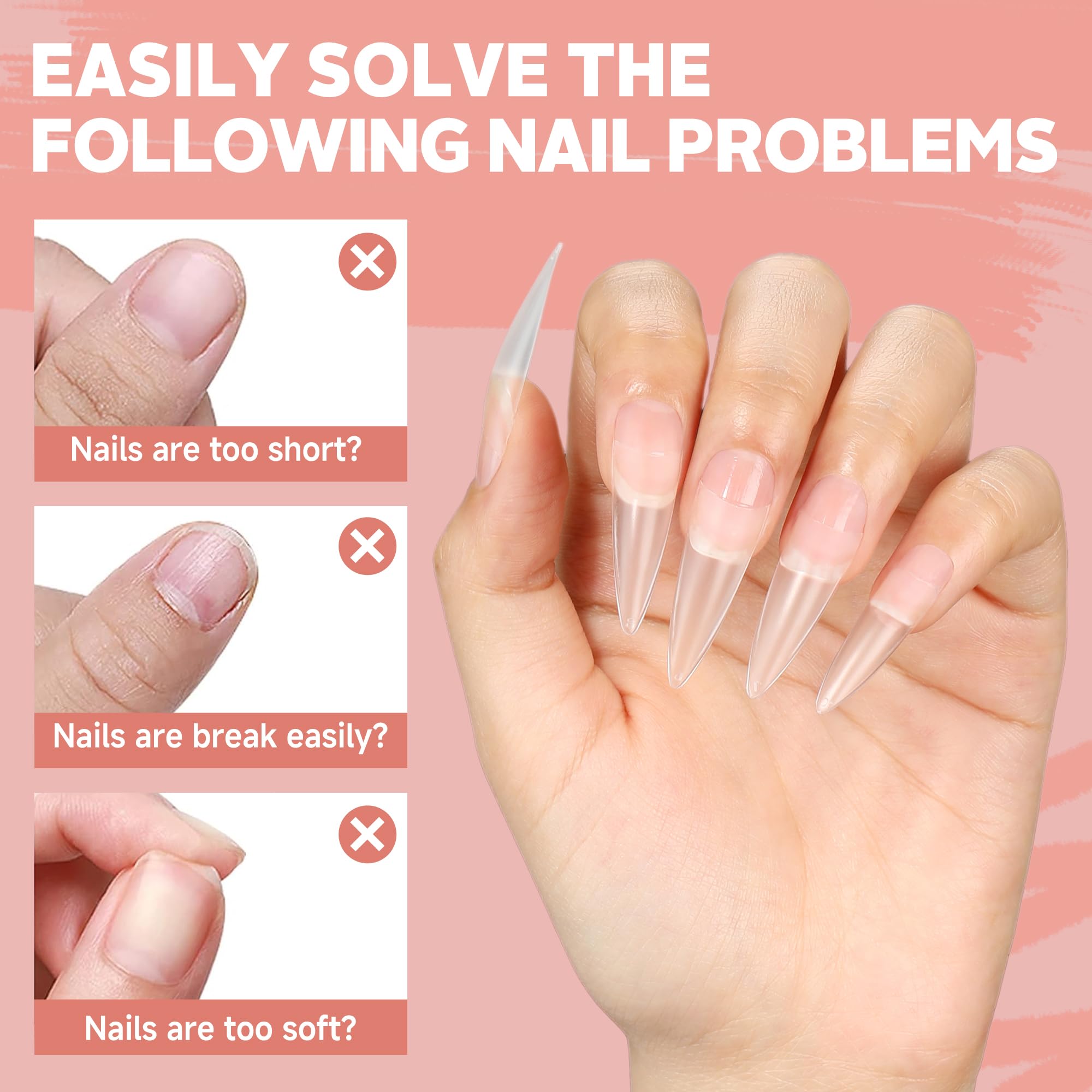 UNA GELLA Clear nail tips suit beginners and pros for DIY nail art