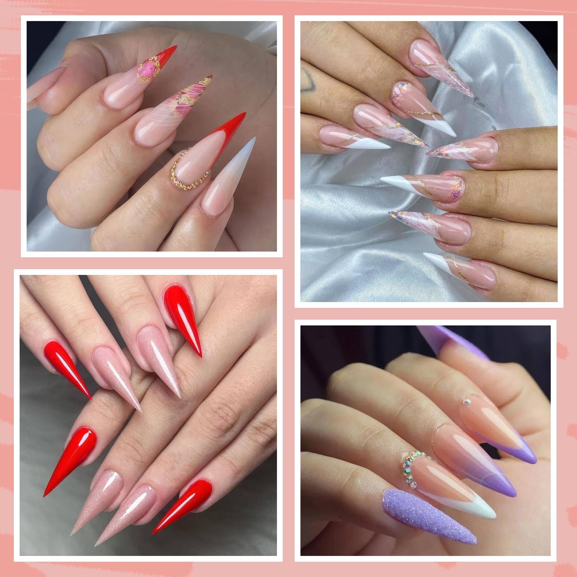 UNA GELLA Stiletto Nail Tips inner matte adhesion for secure wear on natural nails