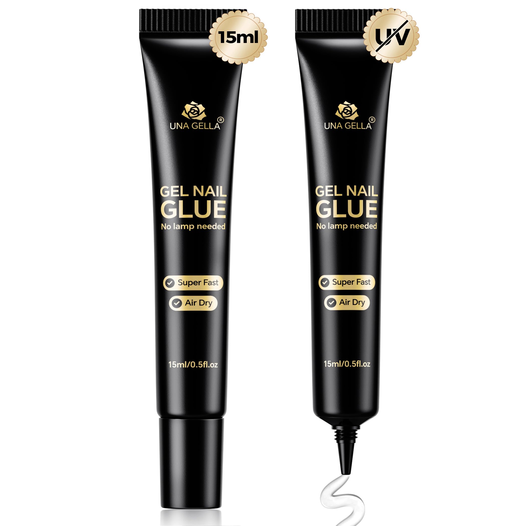 UNA GELLA Strong Nail Glue Gel bottle showing the compact 15ml tube for fast bonding