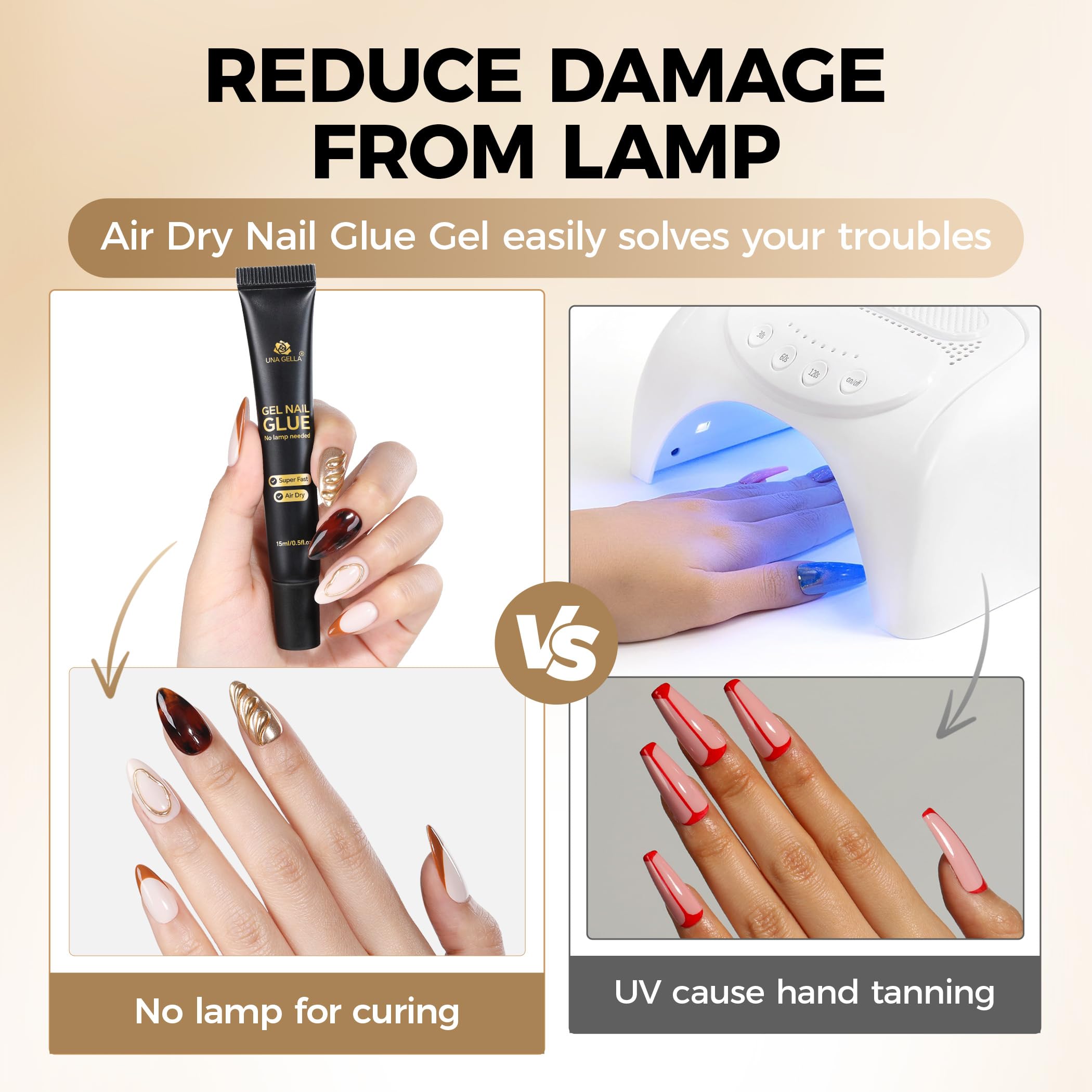 UNA GELLA Gentle formula with durable hold for natural nails