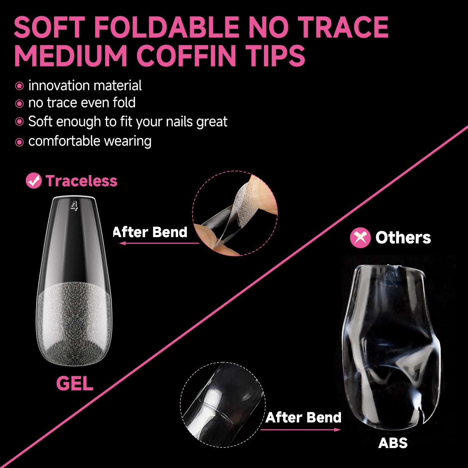 UNA GELLA thin back edge, thick front edge fits nails naturally.