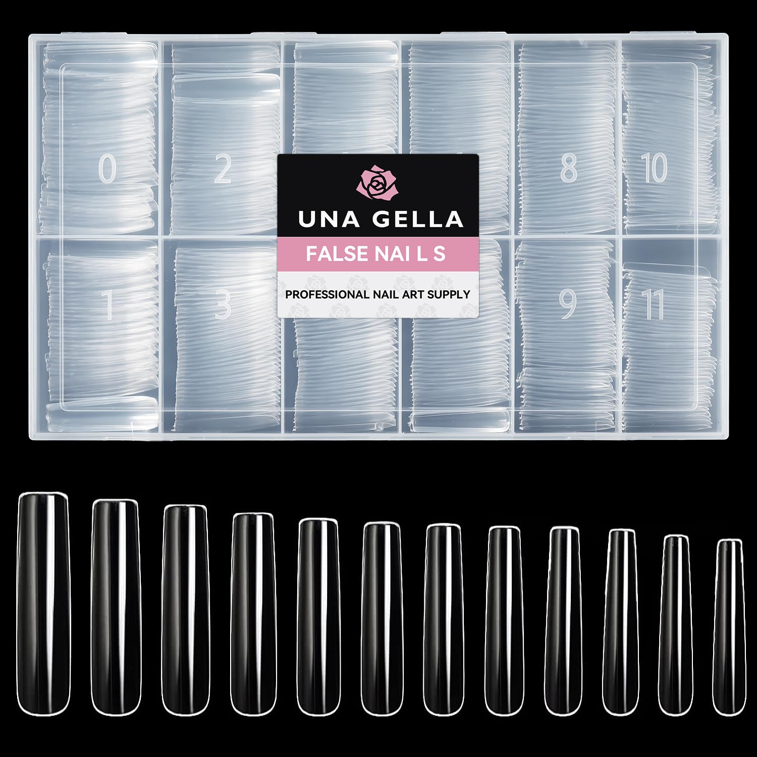 UNA GELLA tips de uñas cuadradas extralargas con cubierta clara para un acabado natural