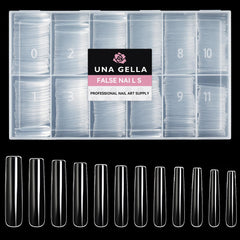 UNA GELLA tips de uñas cuadradas extralargas con cubierta clara para un acabado natural