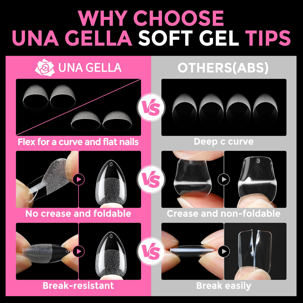 UNA GELLA tip acabado claro brillante para un look limpio