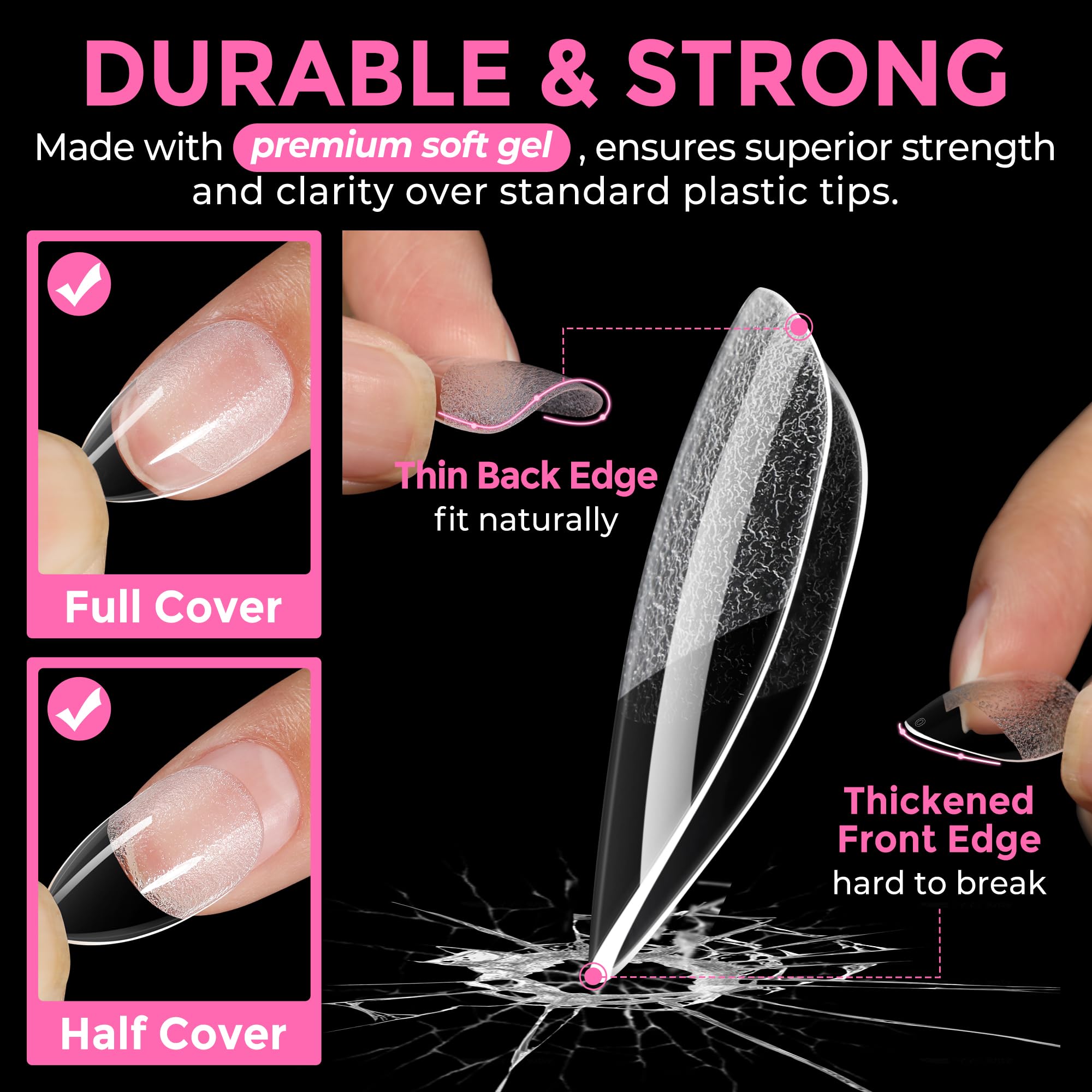 UNA GELLA tip de gel suave sin marca visible al presionar