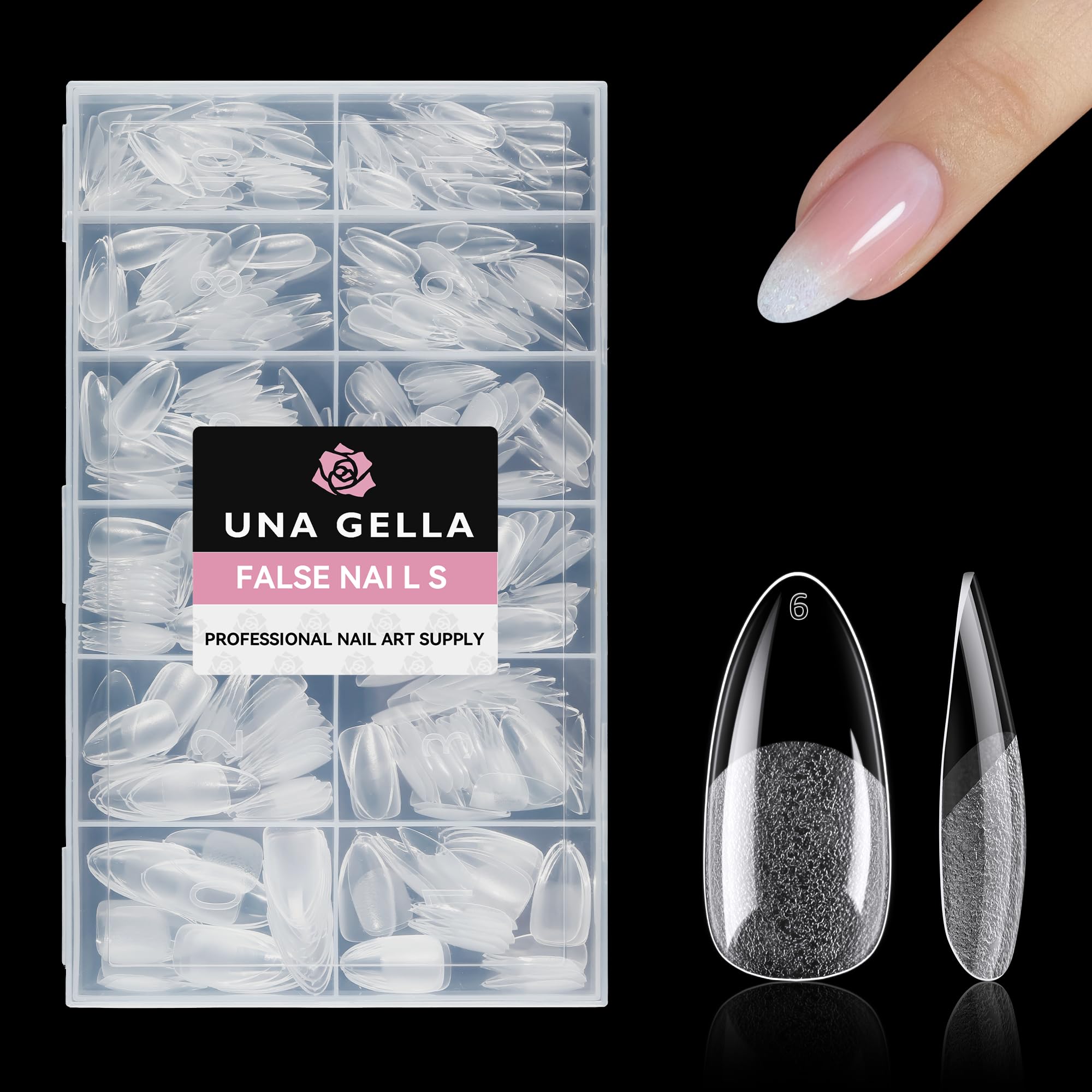 UNA GELLA tip almendra media preforma interna mate para mayor adherencia.