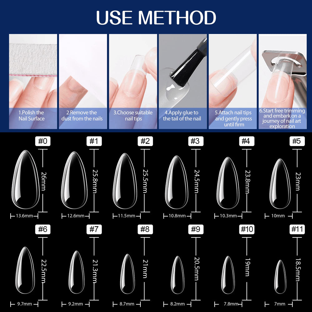UNA GELLA tips compatibles con gel, polvo de inmersión y acrílico para varios estilos.