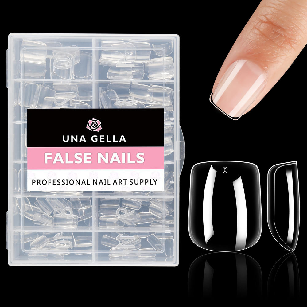 UNA GELLA tips cortos cuadrados extra XS para manicura rápida en casa