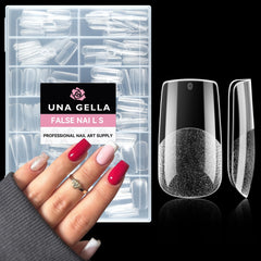 UNA GELLA: tips cuadradas de 216 piezas para uñas completas sin marcas.