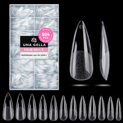 UNA GELLA tips estileto largo claro para uñas elegantes y duraderas