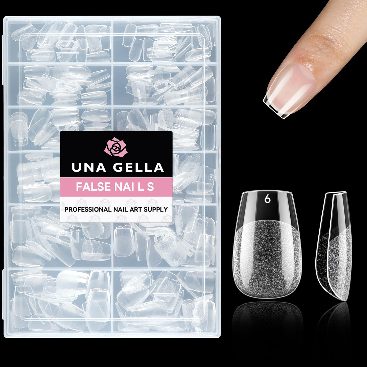 UNA GELLA puntas en forma ataúd extra corta, embalaje para inicio rápido de manicura