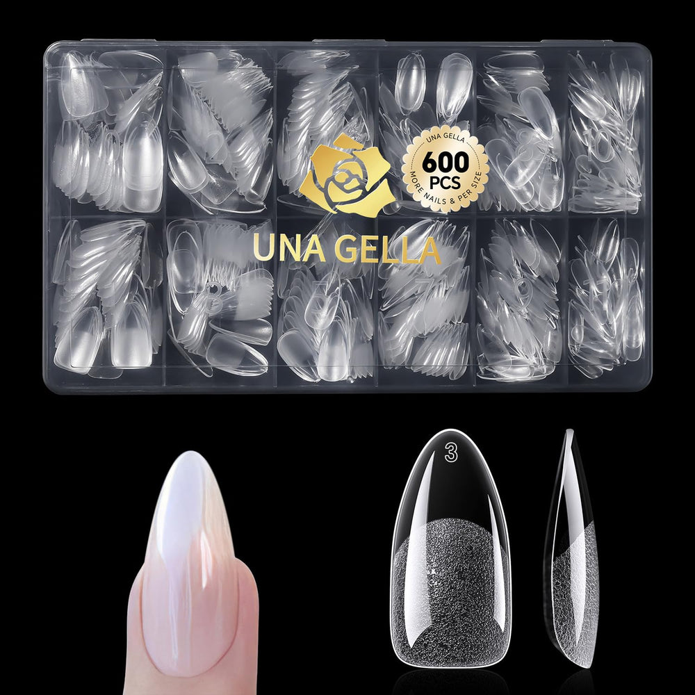 UNA GELLA tips de gel en forma de almendra, 600 piezas para manicura casera.
