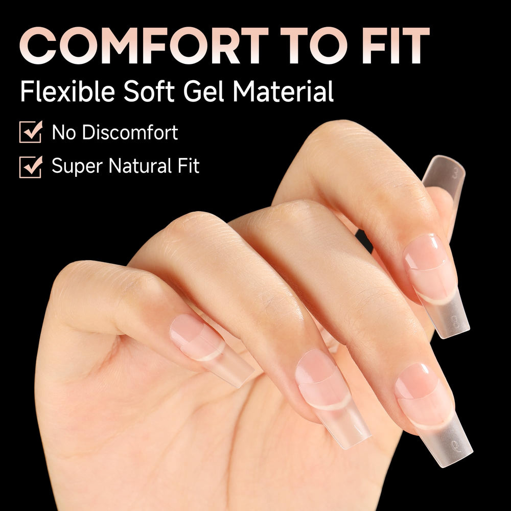 UNA GELLA tip gel medio cuadrado, 12 tallas para ajuste perfecto