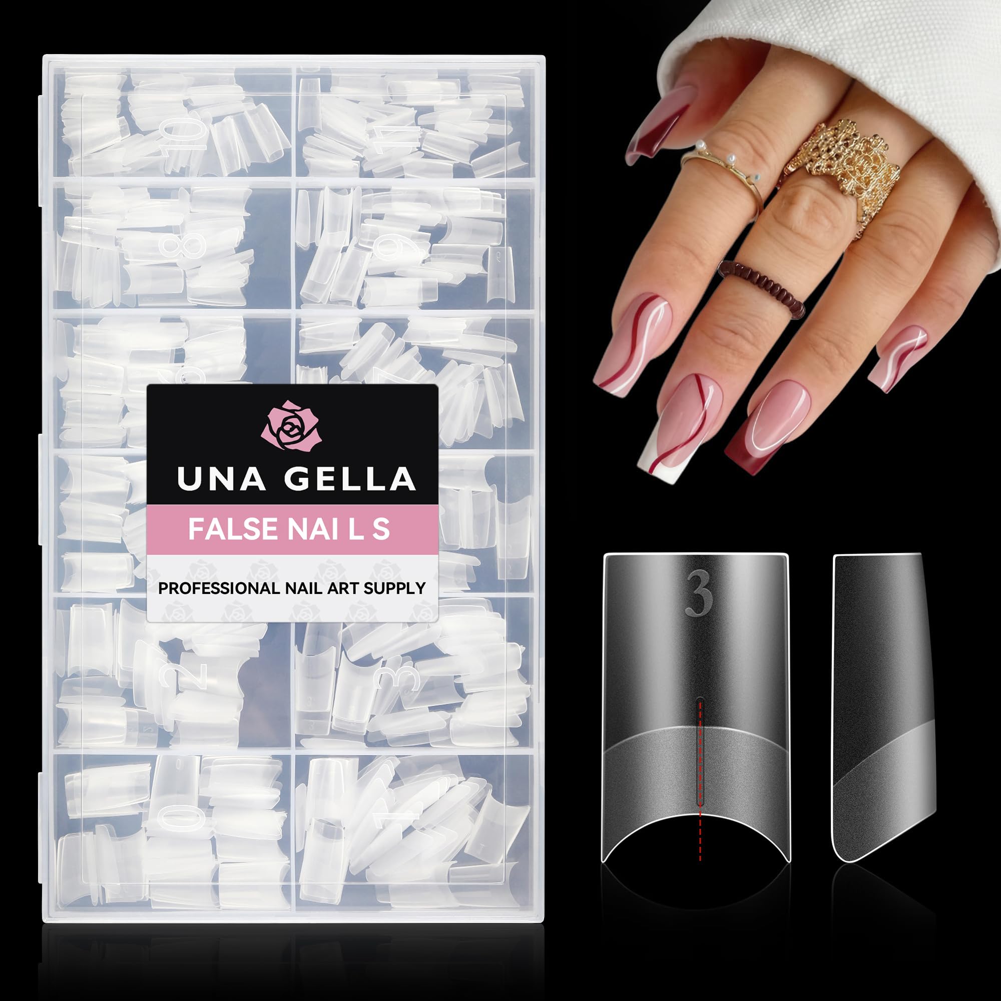 UNA GELLA tip gel medio cuadrado, frontal mate, adherencia estable