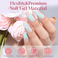 UNA GELLA tip gel medio cuadrado, medio cubrimiento, aplicación rápida