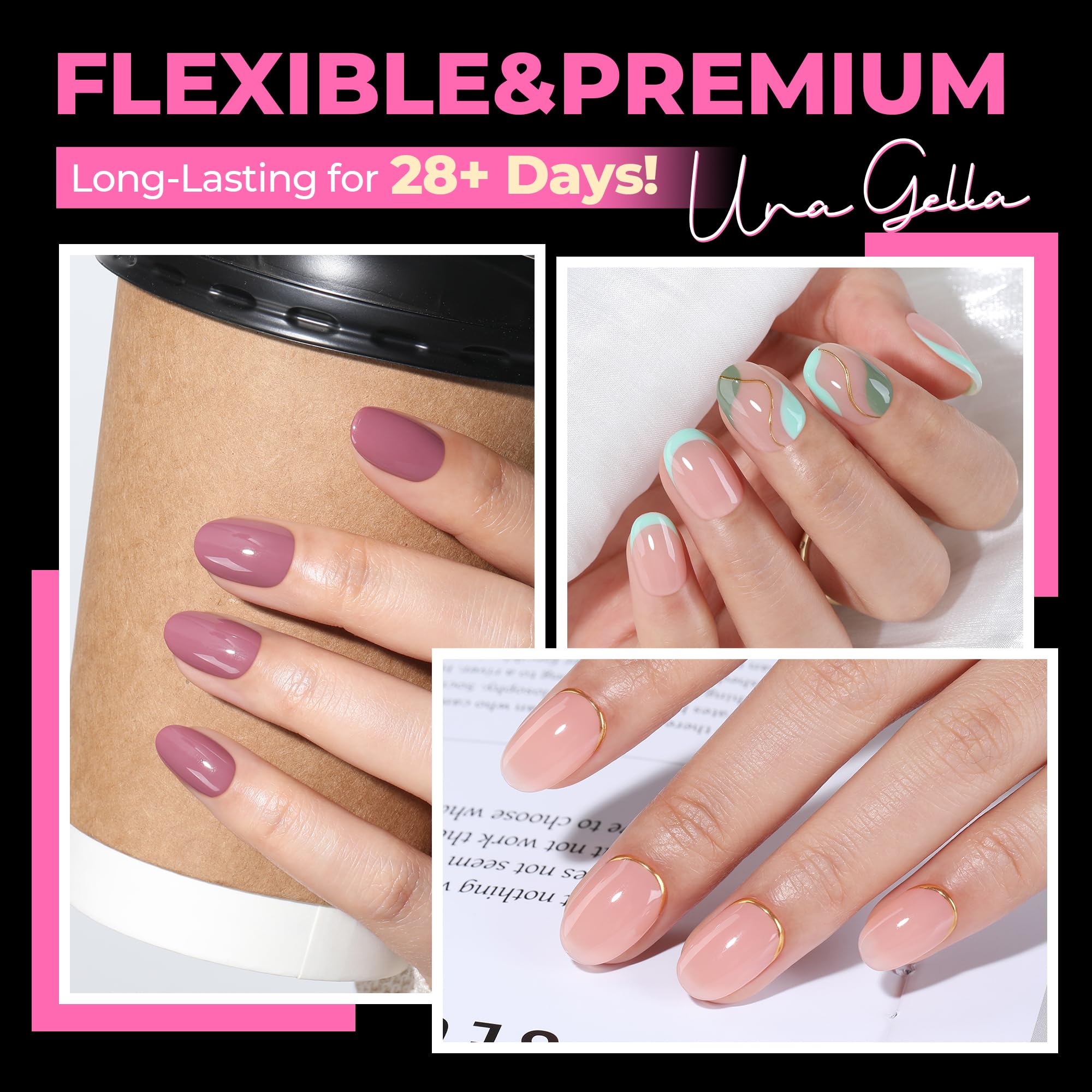 UNA GELLA tips oval almendra transparente: acabado natural para uñas decorativas