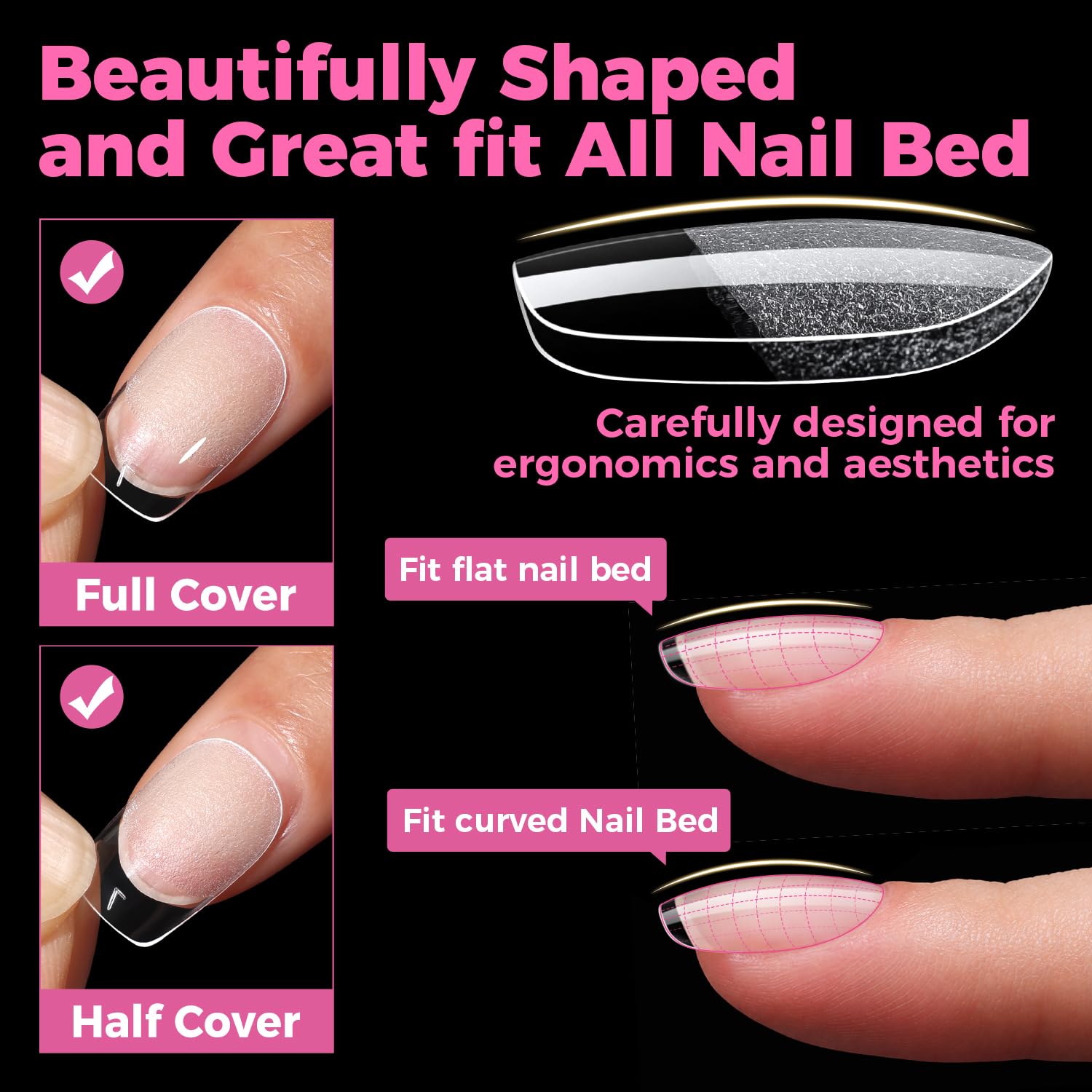 UNA GELLA thick-front-edge tips resist breaks for durable daily use.