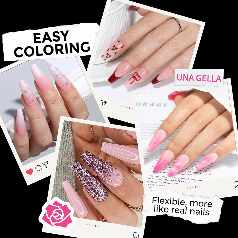 UNA GELLA tips transparentes, compatibles con gel, acrílico o inmersión.