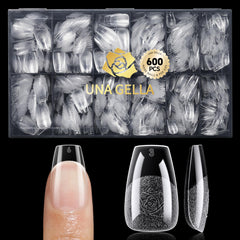 UNA GELLA tips corto coffin 12 tallas para extensiones naturales de uñas