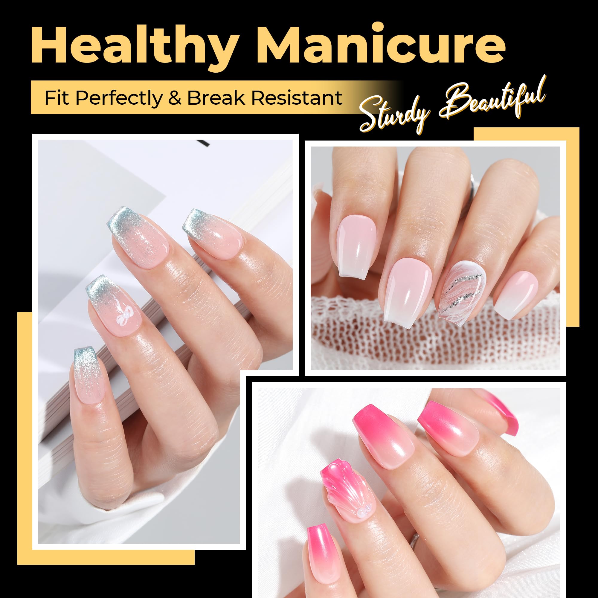 UNA GELLA tips gel corto pre-lijadas para acabado claro sin rastro