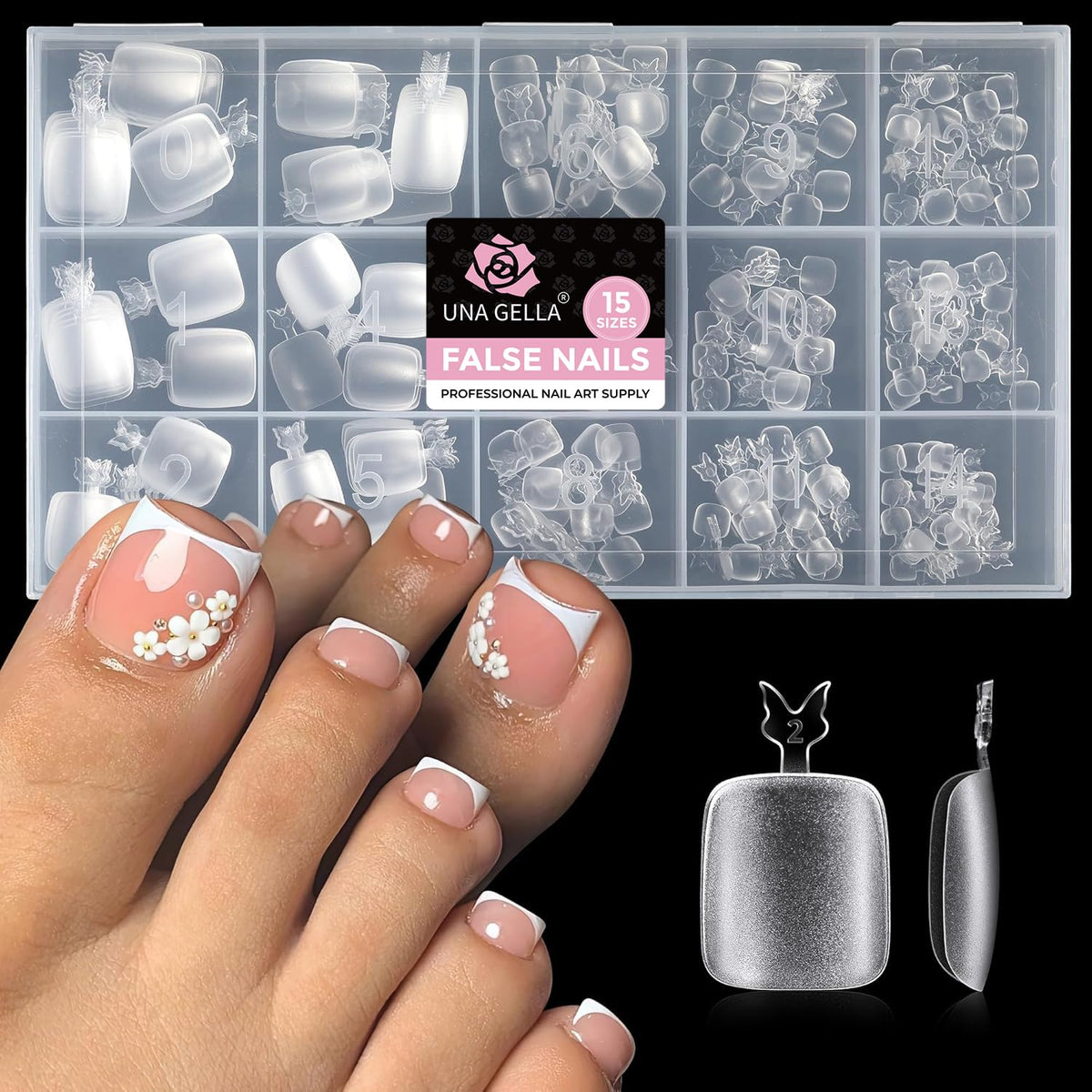 UNA GELLA toe nail tips provide salon-at-home full-cover enhancement