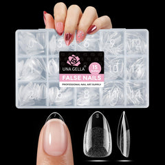 Uñas de gel UNA GELLA, almendra cortas, 300 piezas, lista para aplicación rápida.