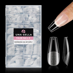 Uñas UNA GELLA en forma ataúd con puntas de gel para extensiones caseras.
