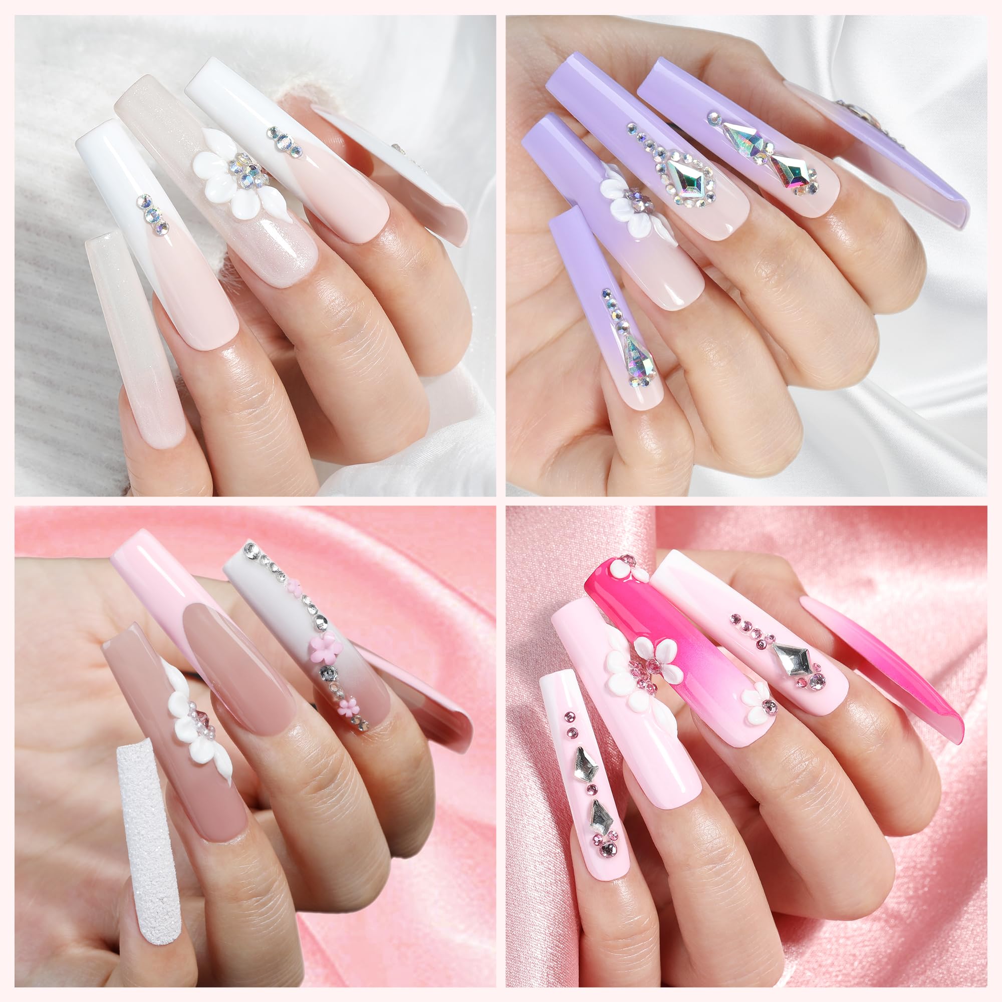 UNA GELLA uñas gel prelijadas cuadradas XXL listas para aplicar sin lijado extra.