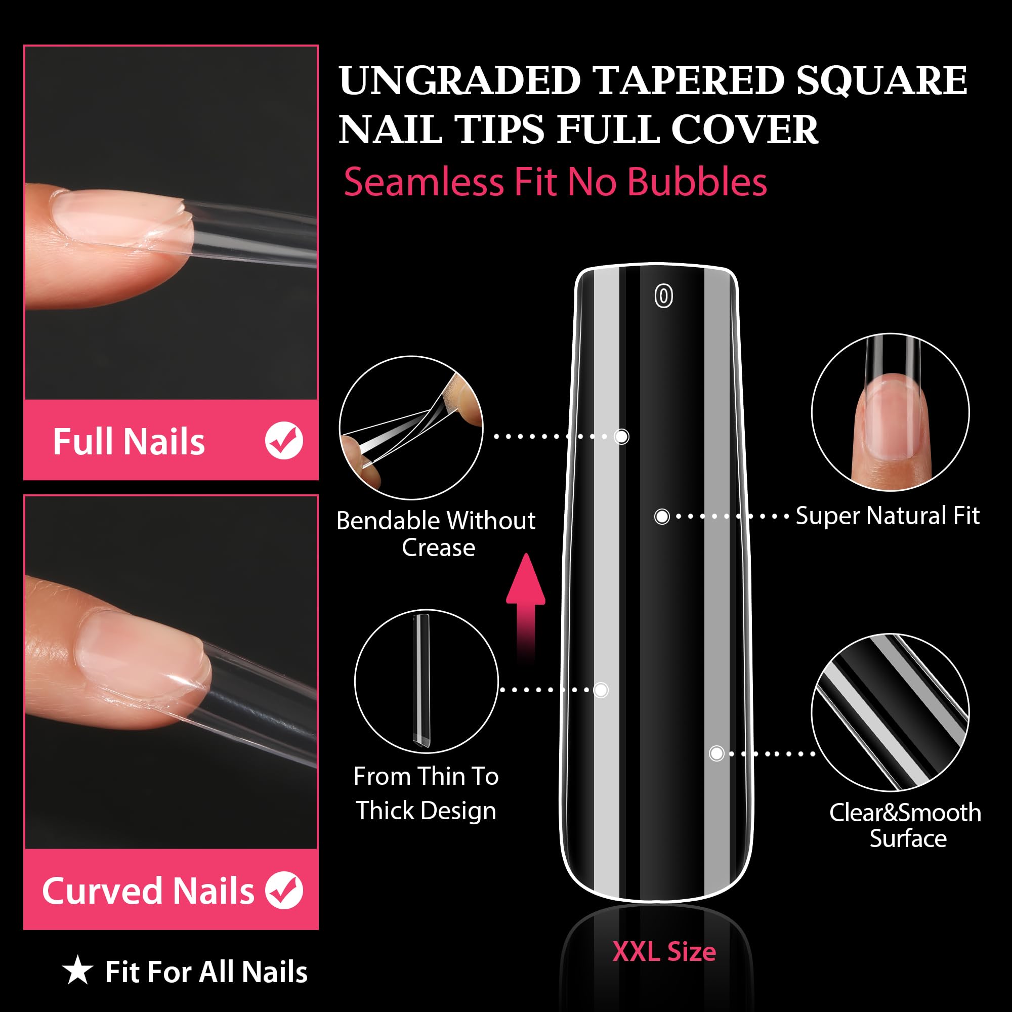 UNA GELLA uñas gel transparentes, puntas claras para un aspecto limpio.