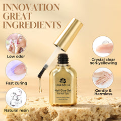 UNA GELLA UV cure for a fast 60 to 90 second set.
