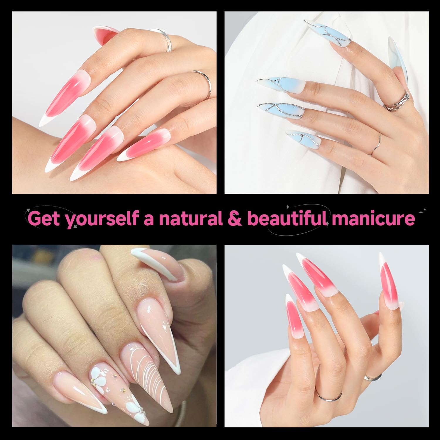 UNA GELLA XXL stiletto tips with inner deep matte for stronger adhesion.