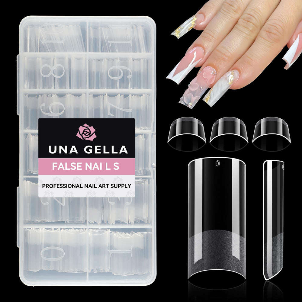 Puntas UNA GELLA cuadradas medias, 504 piezas para extensiones fáciles.