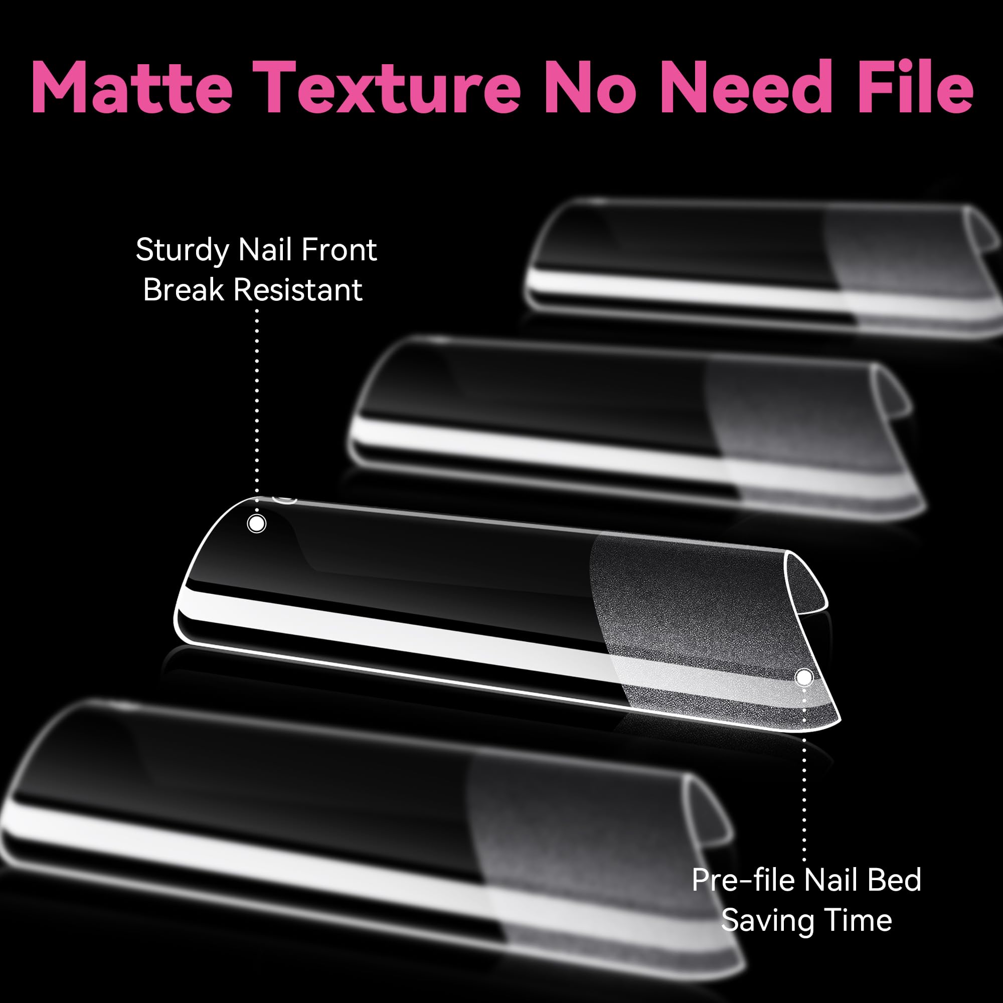 Puntas UNA GELLA prearchivo con textura mate para aplicación rápida.