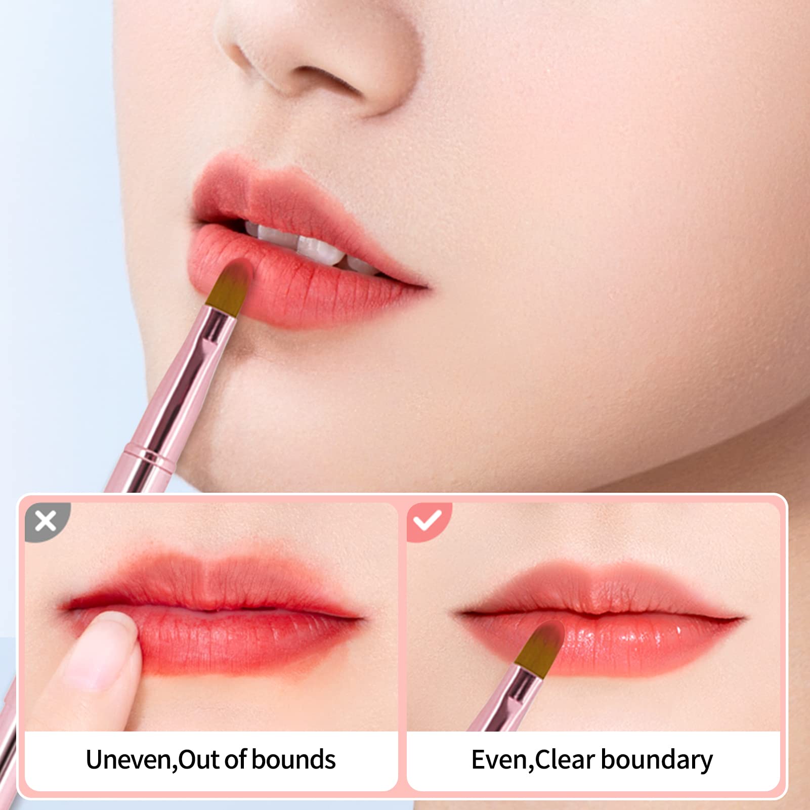 Unaone lip brush with lid protects bristles from dust after use.