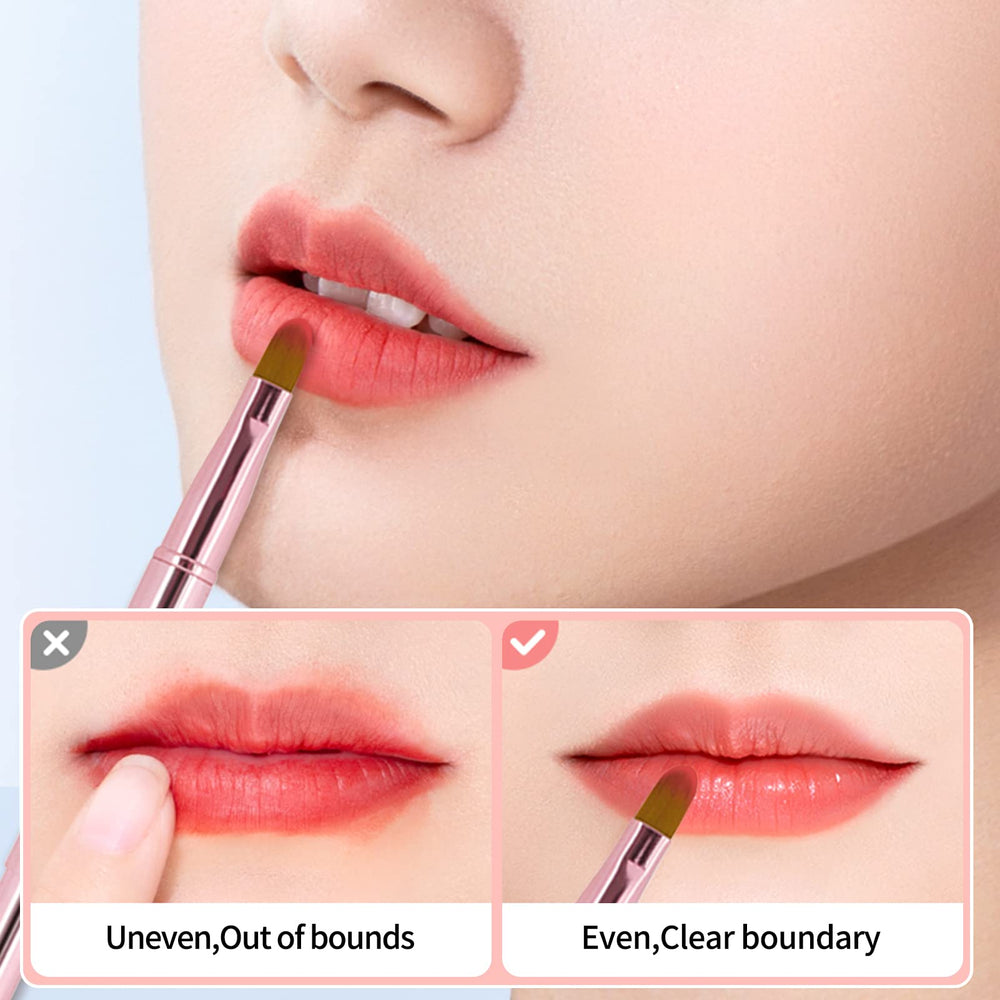 Unaone lip brush with lid protects bristles from dust after use.