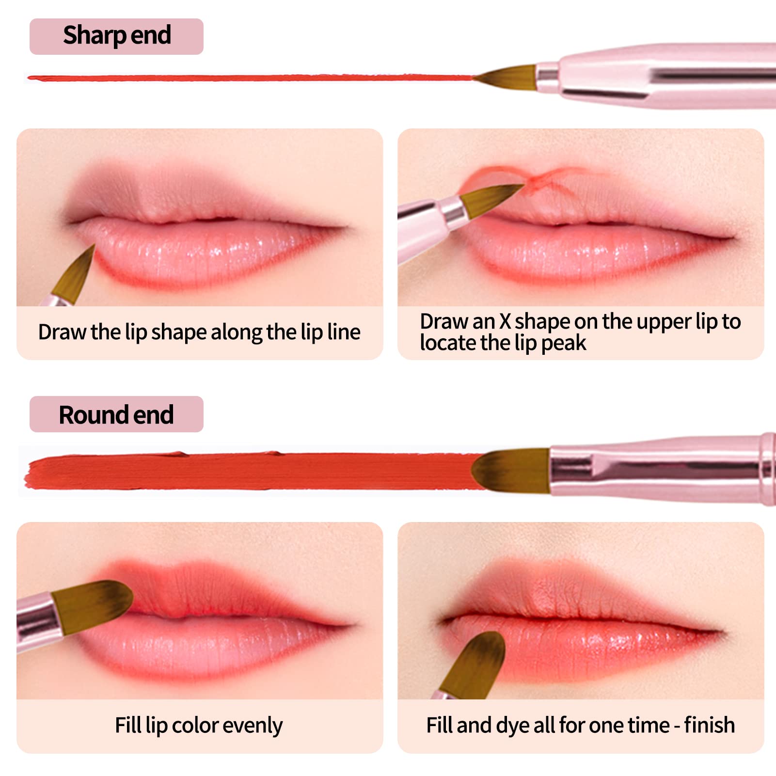 Unaone metal handle and soft fibers offer comfortable, even lipstick application.
