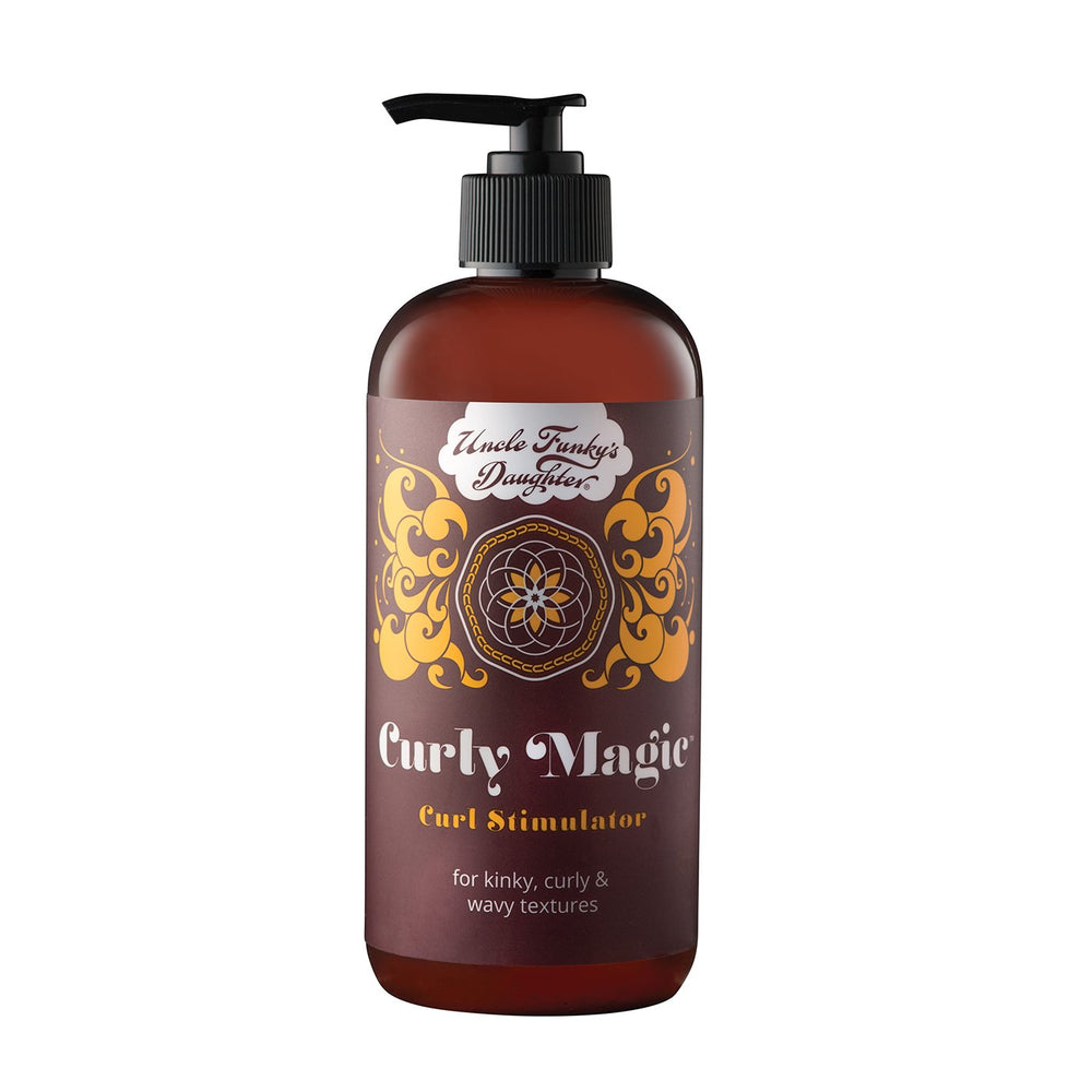 Uncle Funky's Daughter Curly Magic 32 oz bottle front shows definition and frizz control.
