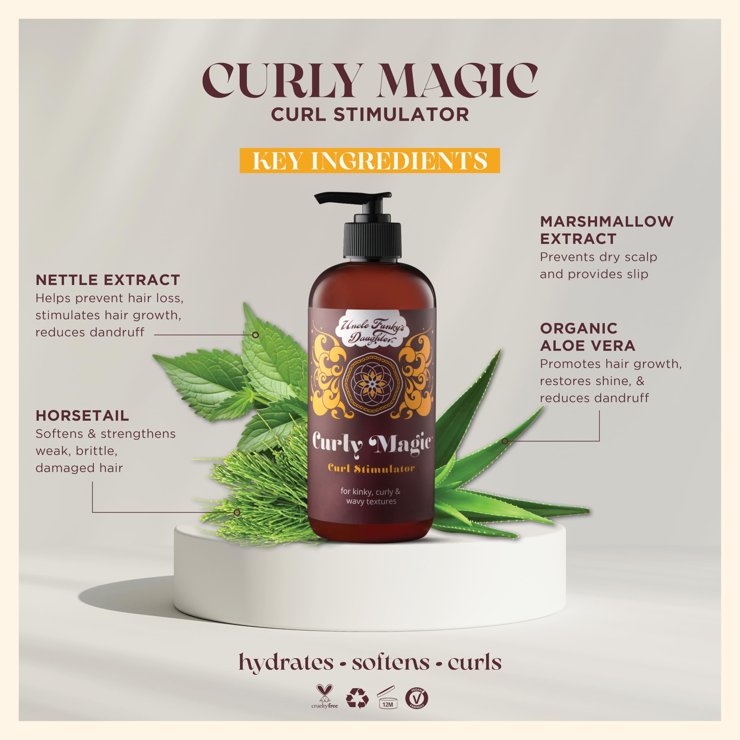 Uncle Funky's Daughter Curly Magic Stimulator close-up highlights creamy texture and definition.