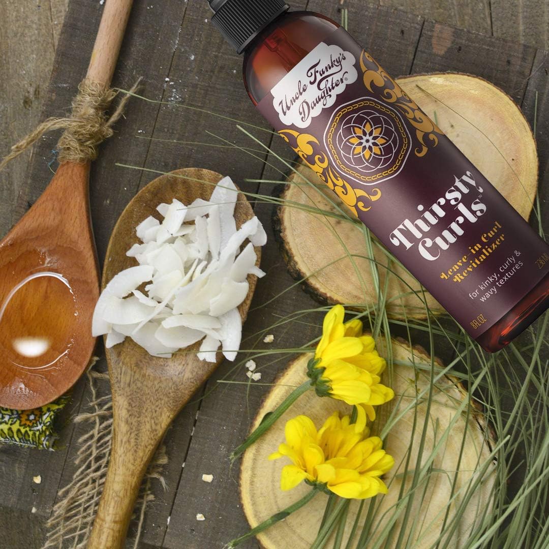 Uncle Funky's Daughter Thirsty Curls, nutricion-rizos para mejorar la elasticidad y el movimiento natural.