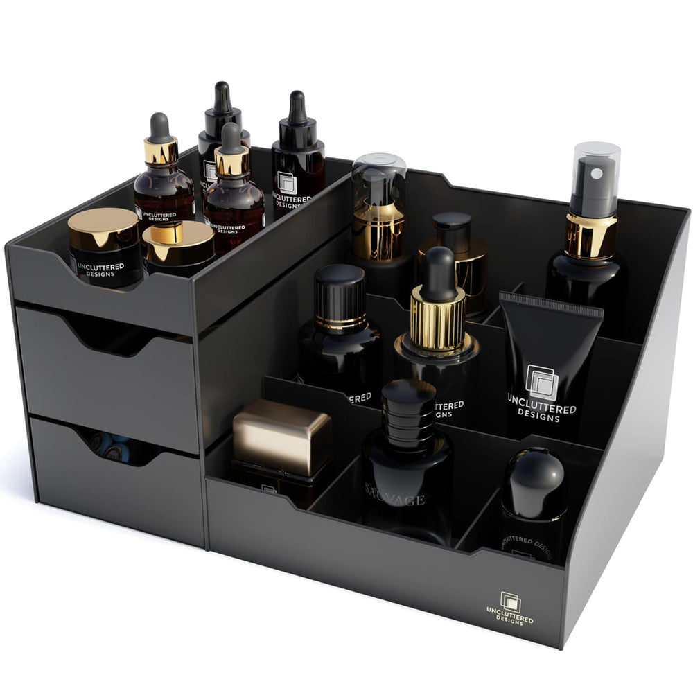 Uncluttered Designs vanity organizer on countertop with ample storage