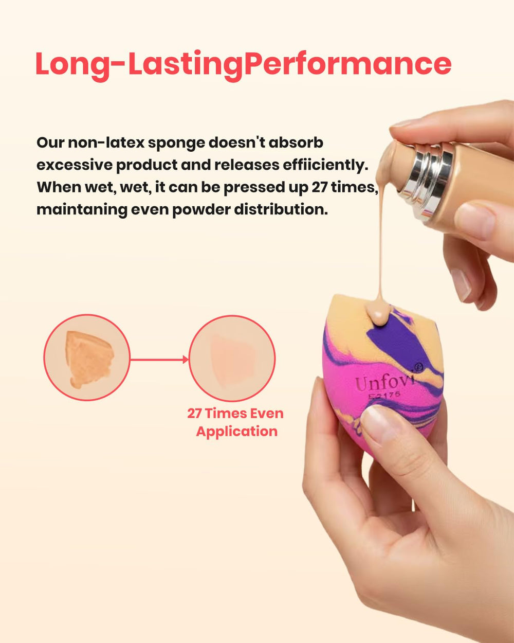 Unfovi latex-free makeup sponge gentle on skin.