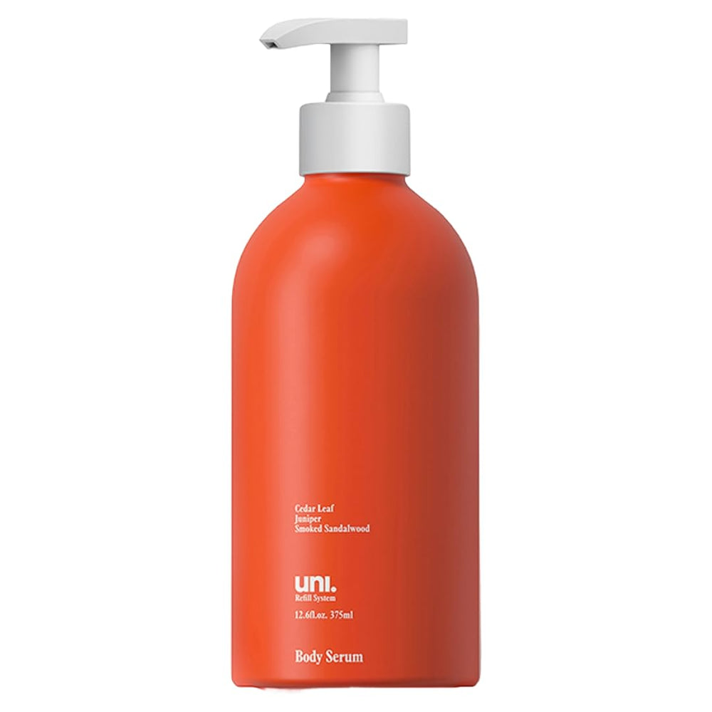 uni 24-hour hydrating body serum bottle shows fast-absorbing moisture for daily use