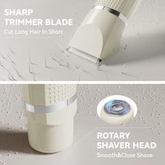 Unibono bikini trimmer head in action for precise bikini line shaping.