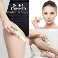 Unibono 3-in-1 razor with standard trimmer head for versatile grooming.
