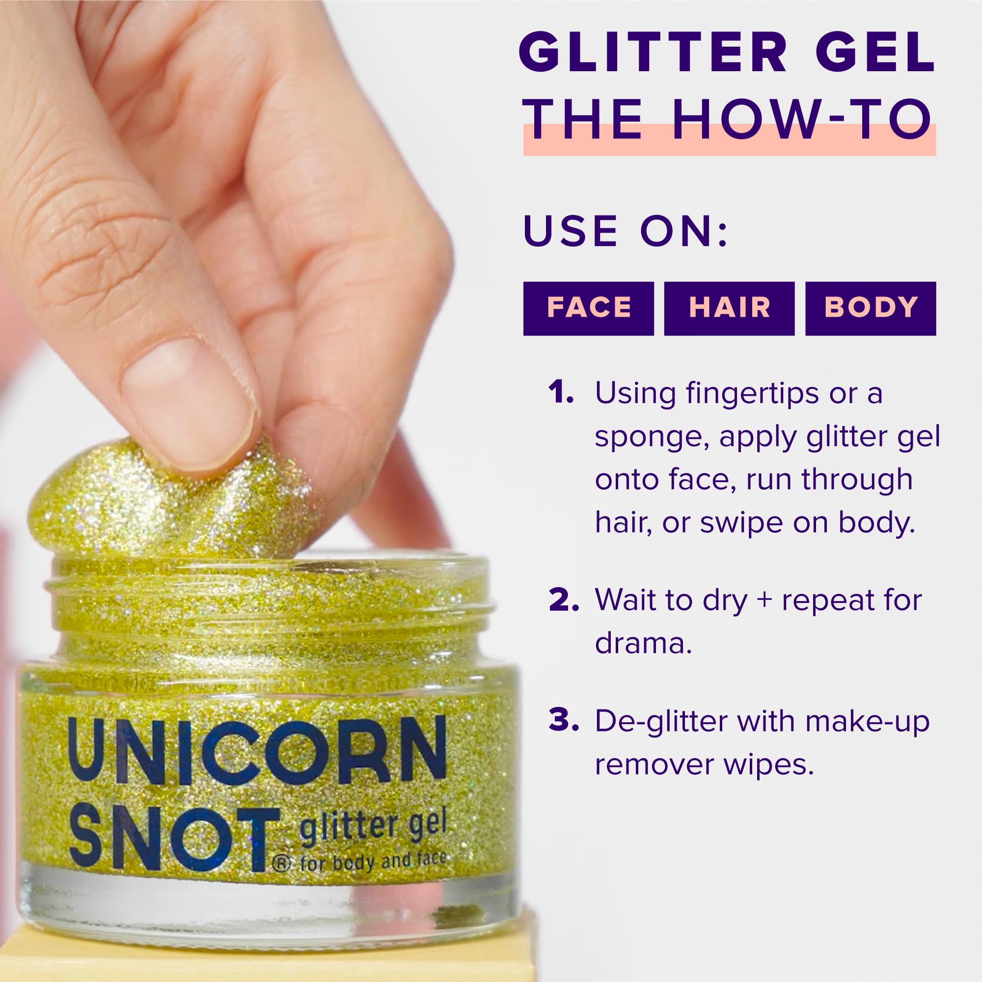 UNICORN SNOT brillo corporal para festival, transforma el cuerpo con color y brillo.